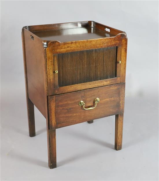 A George III mahogany tray top commode, W.1ft 7in. D.1ft 5in. H.2ft 6in.